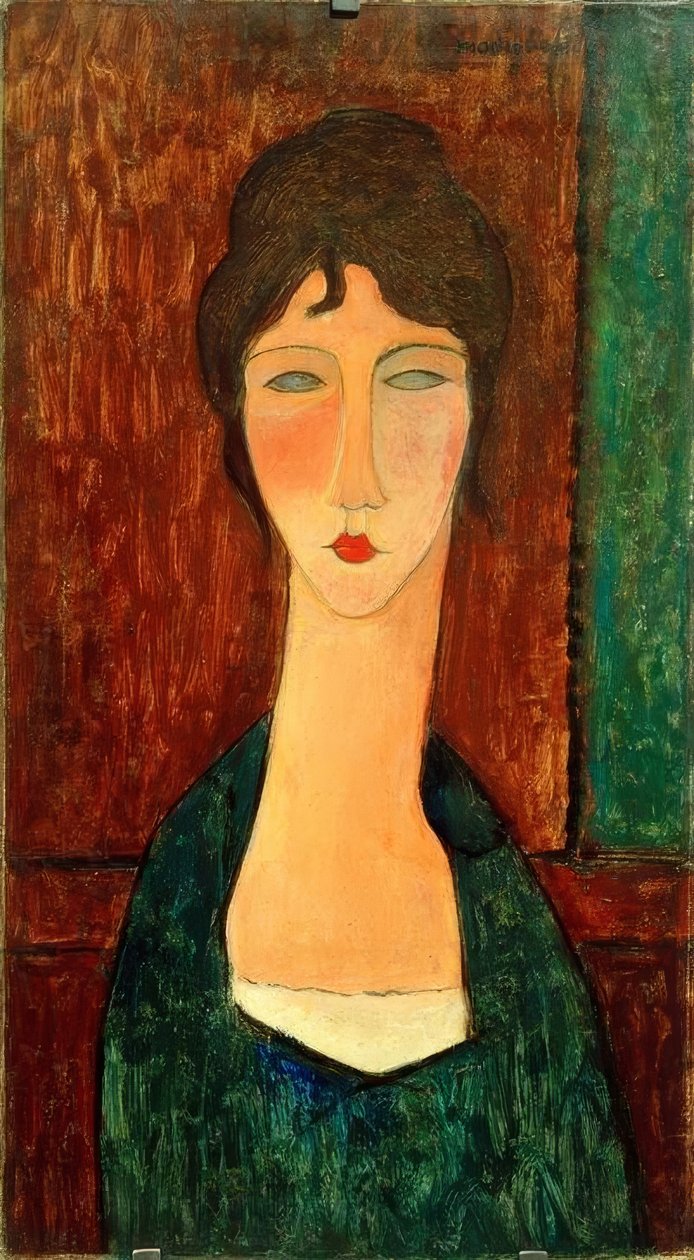 Jonge Vrouw met bruin Haar (Elvira) door Amedeo Modigliani