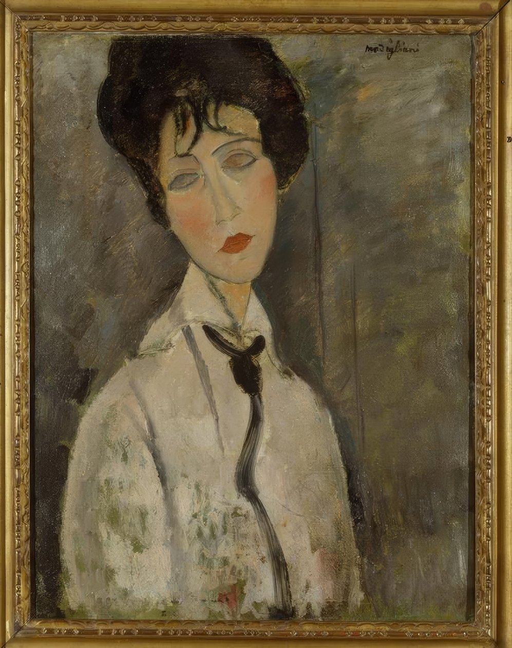 De vrouw met de zwarte das door Amedeo Modigliani