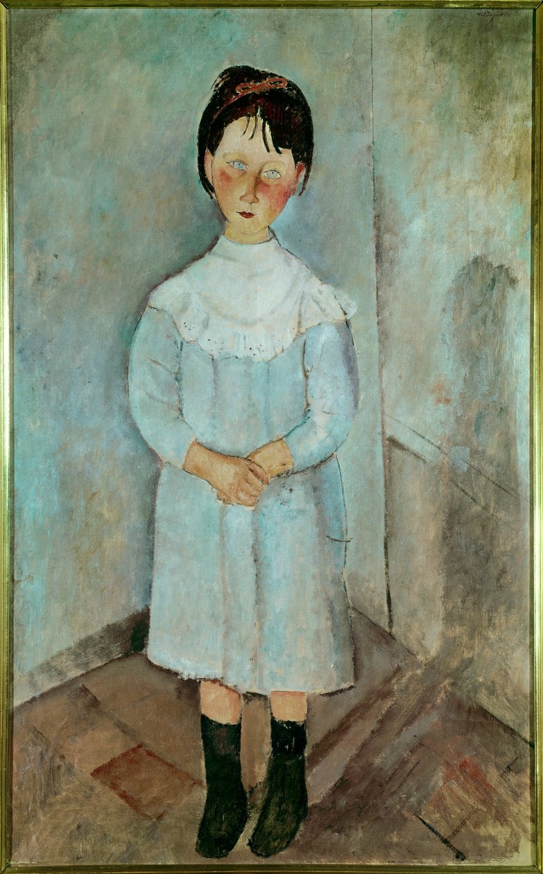 Klein meisje in blauw door Amedeo Modigliani