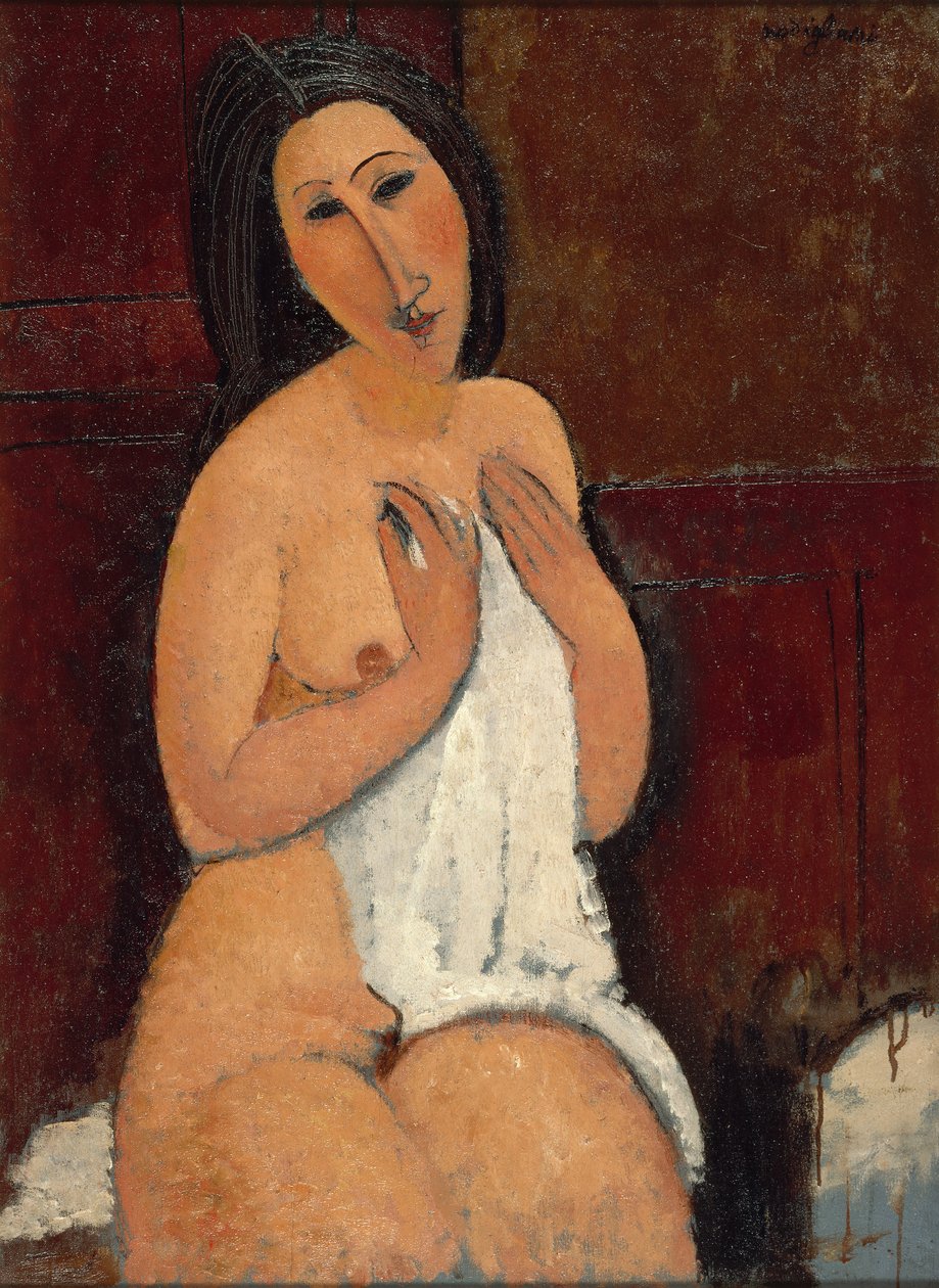 Zittende naakte vrouw met hemd, 1917 door Amedeo Modigliani