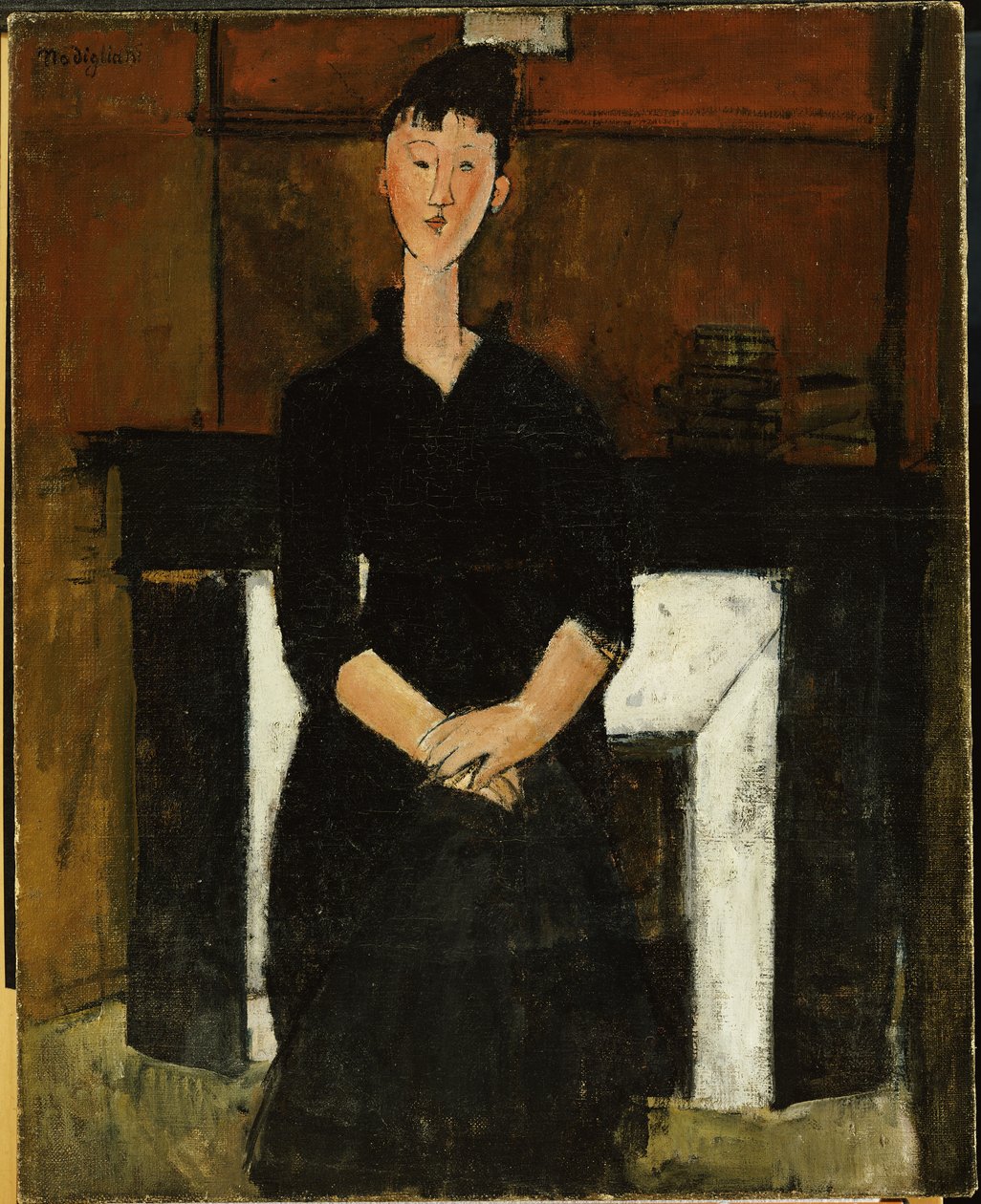 Vrouw Zittend bij een Open Haard, 1915 door Amedeo Modigliani