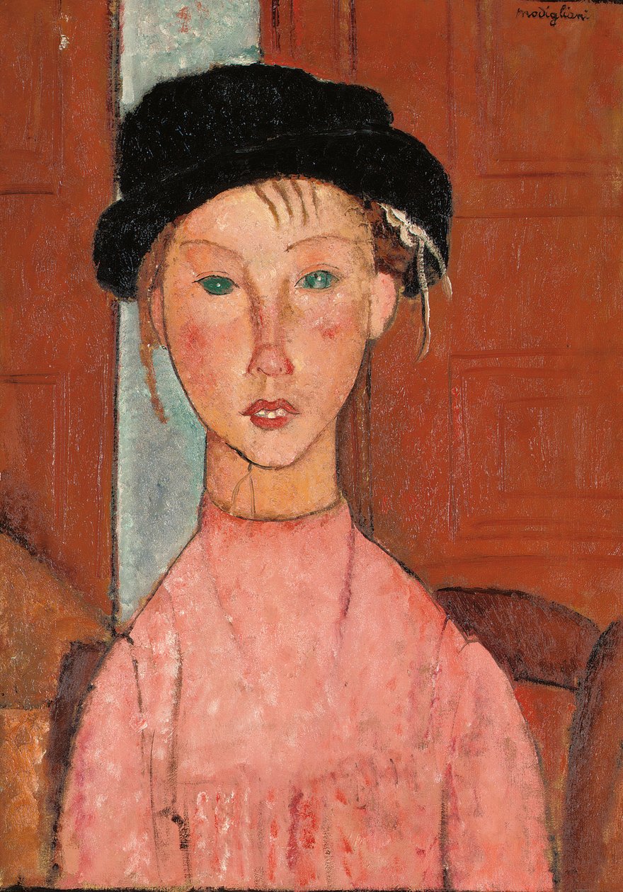 Jong meisje met een baret, 1918 door Amedeo Modigliani