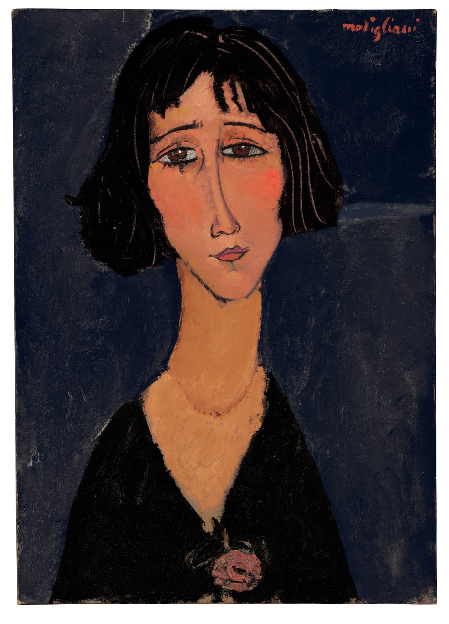 Jonge vrouw met roos door Amedeo Modigliani