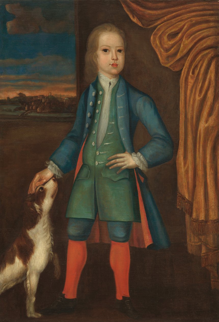 Jongen in blauwe jas door American 18th Century