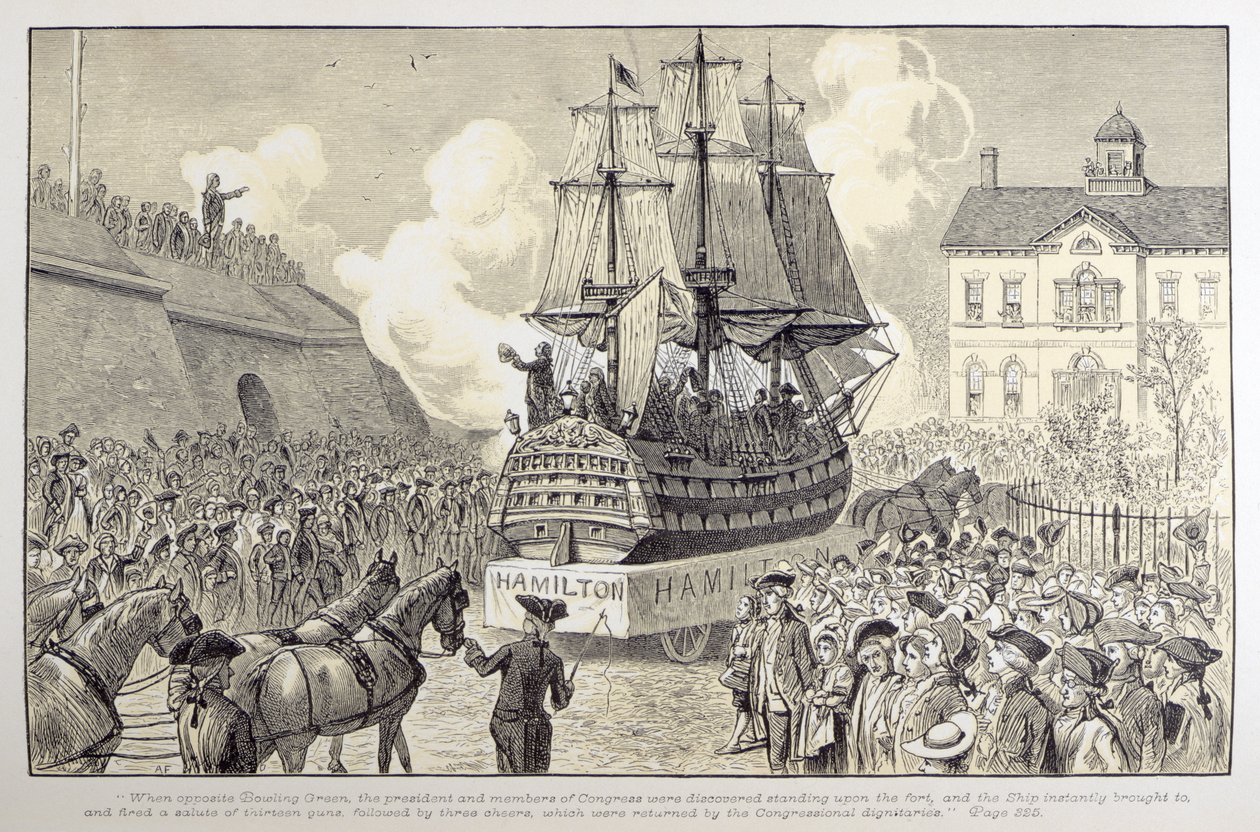 Congressionele parade en viering, c.1790 door American School