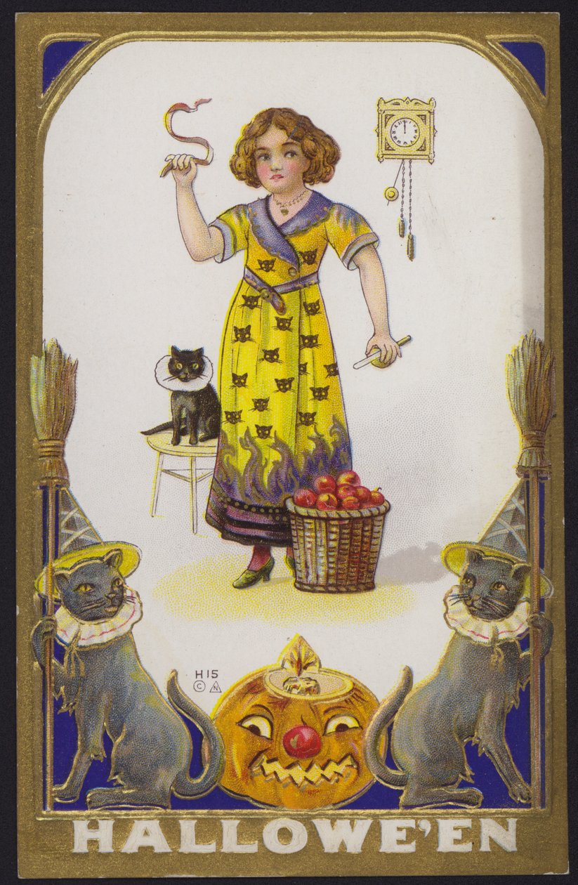 Halloween kaart (kleurenlitho) door American School