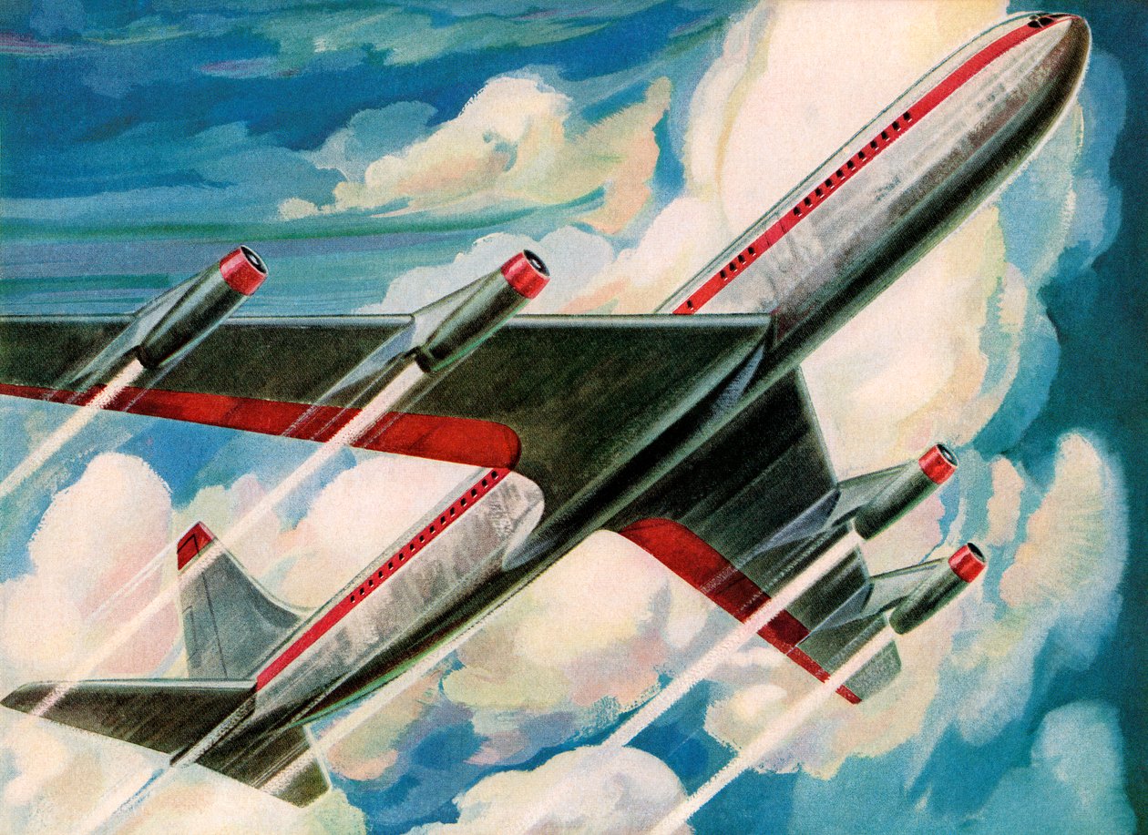 Passagiersvliegtuig dat de Lucht in Zoomt door American School