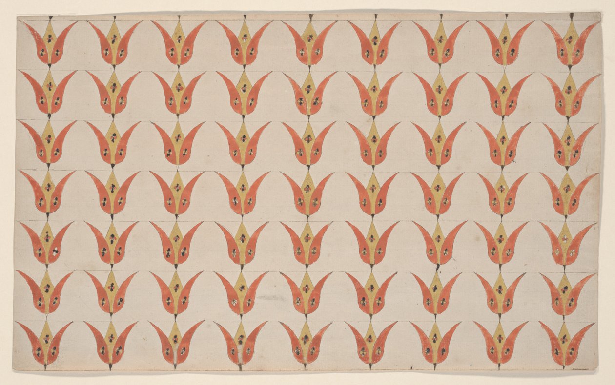 Zeven Rijen Tulpen, Fraktur Schilderij, c.1800-20 door American School