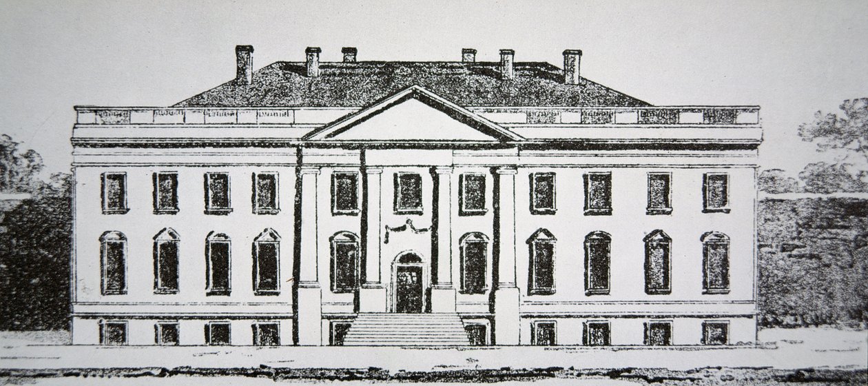 Het Witte Huis in 1807 (gravure) door American School