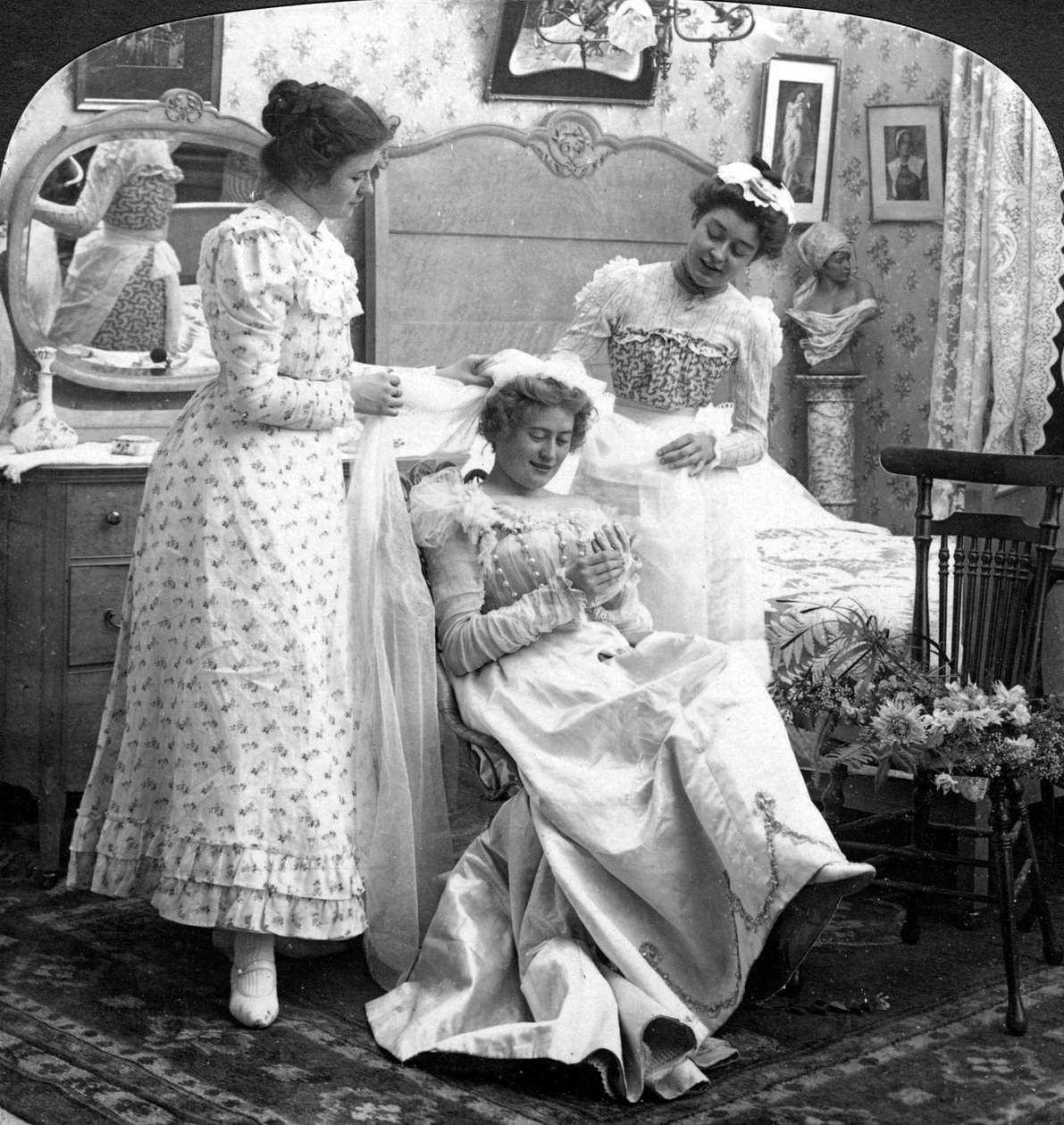 Het Plaatsen van de Bruidssluier door American Stereoscopic Company
