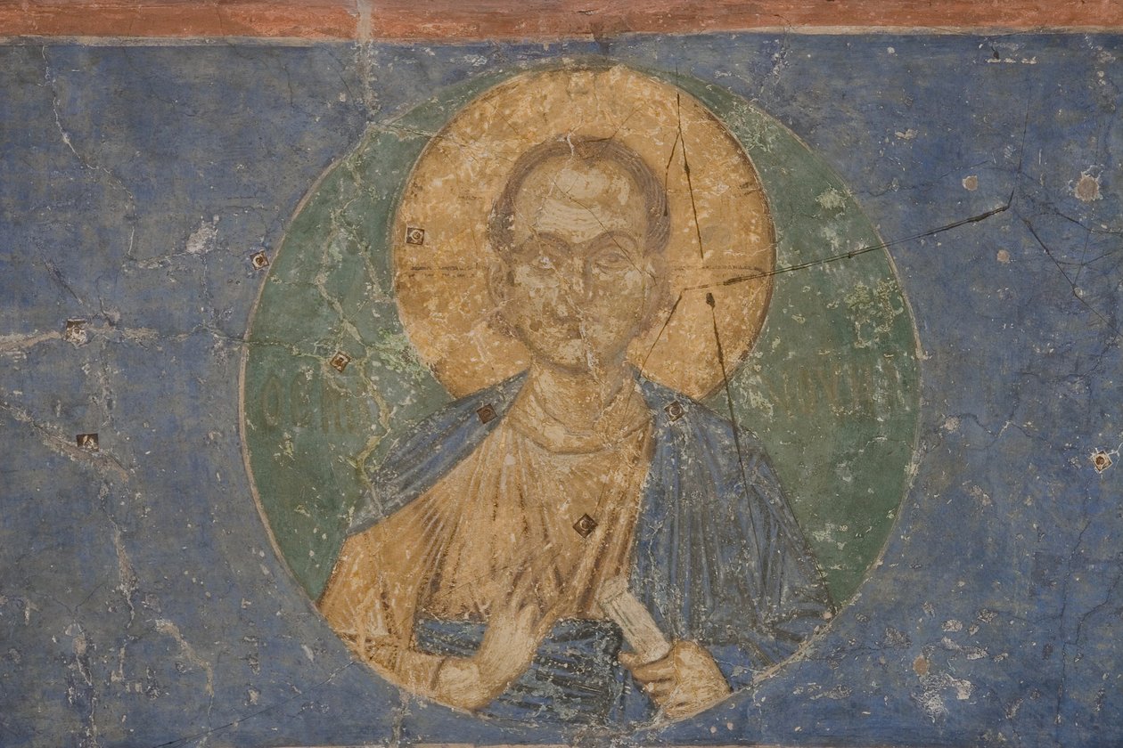 Christus Emmanuel, 12e eeuw door Ancient Russian frescos