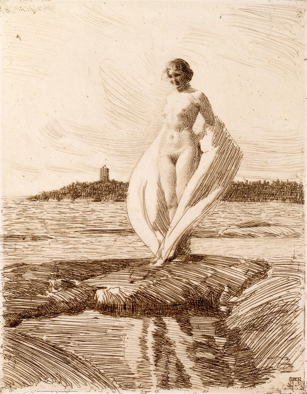 Vrouw met sjaal door Anders Leonard Zorn
