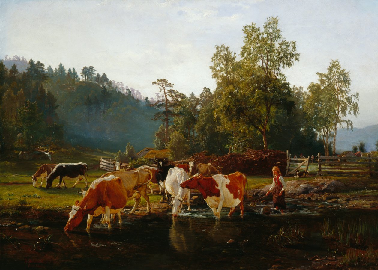 Koeien bij de rivier door Anders Askevold