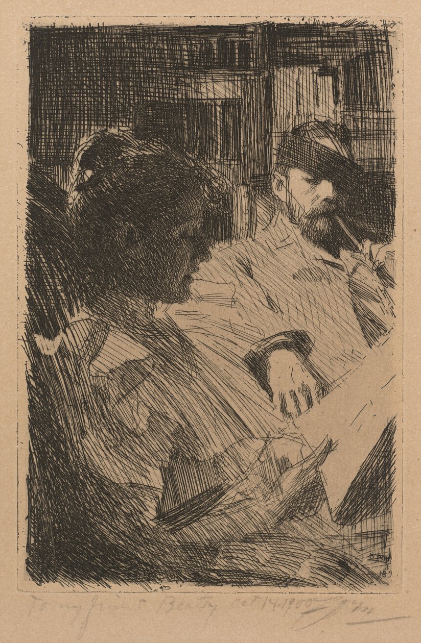 Lezing La Lecture, 1893 door Anders Leonard Zorn