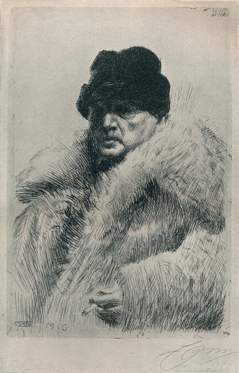 Zelfportret, 1916 door Anders Leonard Zorn