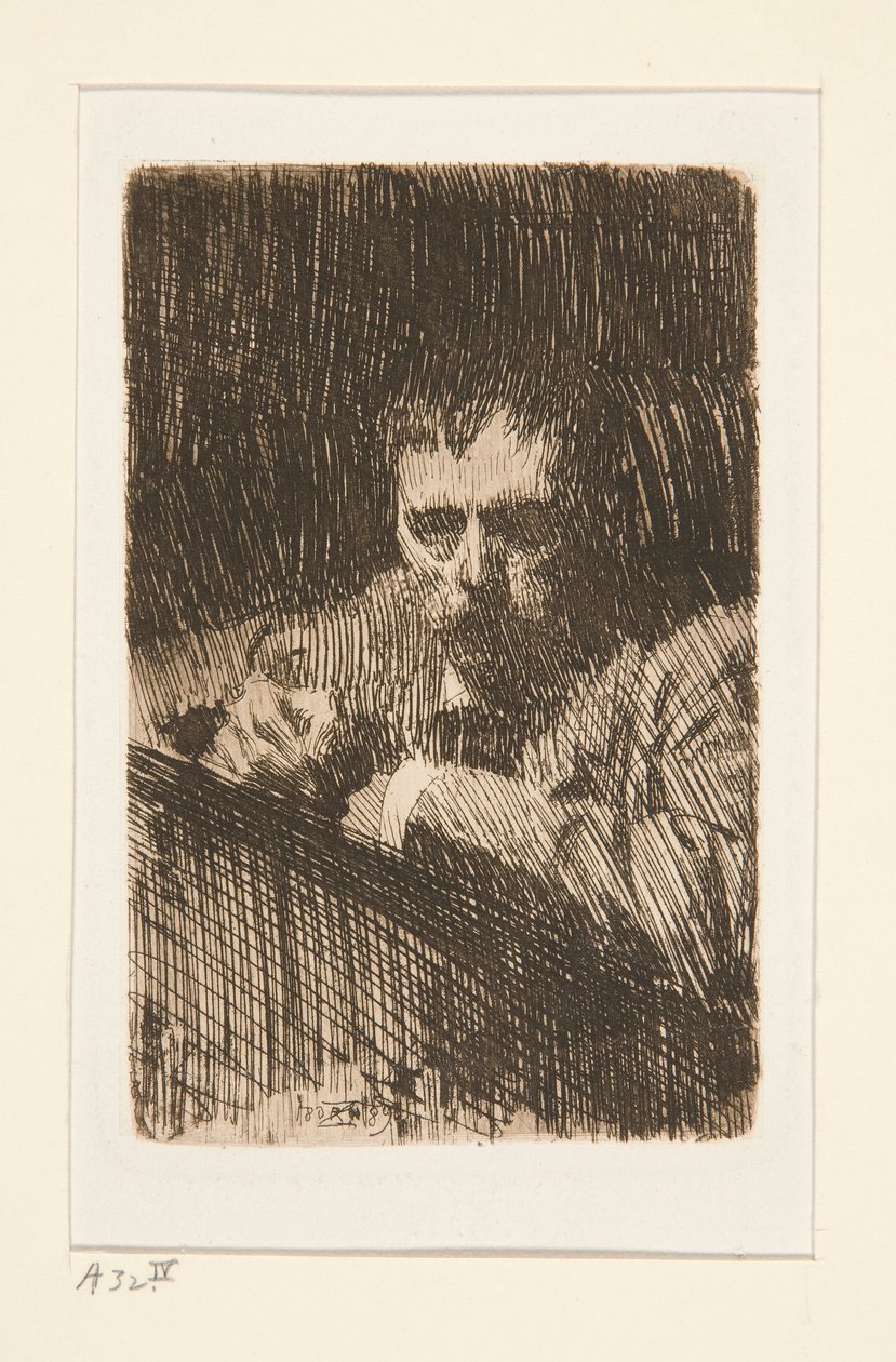 Een schilder-ets (zelfportret) door Anders Leonard Zorn