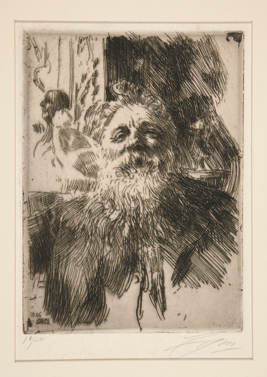 Portret van A. Rodin door Anders Leonard Zorn