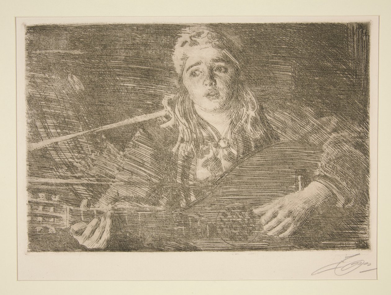 Vrouw met Zweedse luit door Anders Leonard Zorn