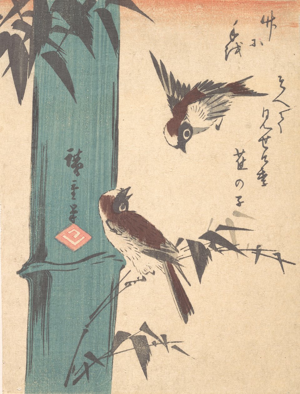 Bamboe en Mussen, ca. 1840 door Ando Hiroshige
