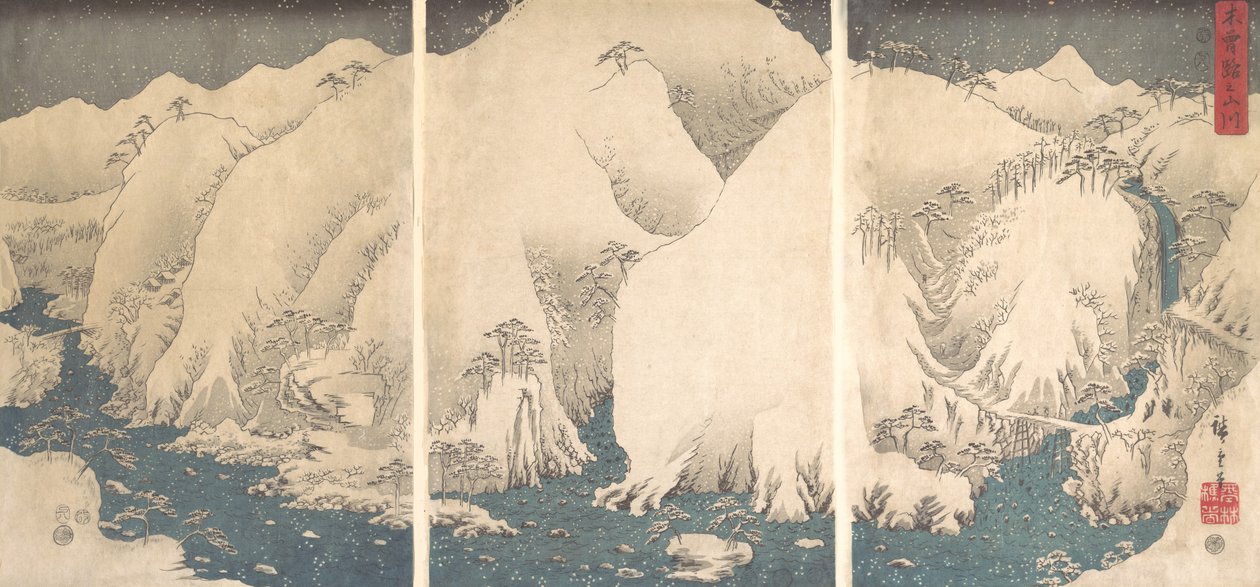 Kiso-kloof in de sneeuw door Ando Hiroshige