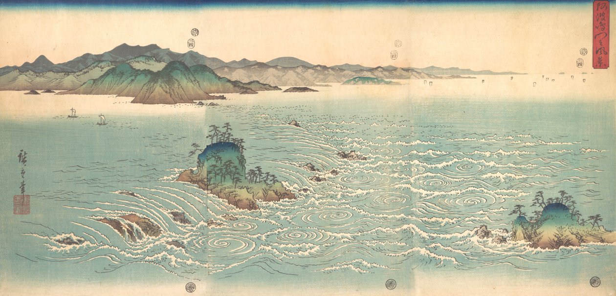 De draaikolken van Awa, 1857 door Ando Hiroshige