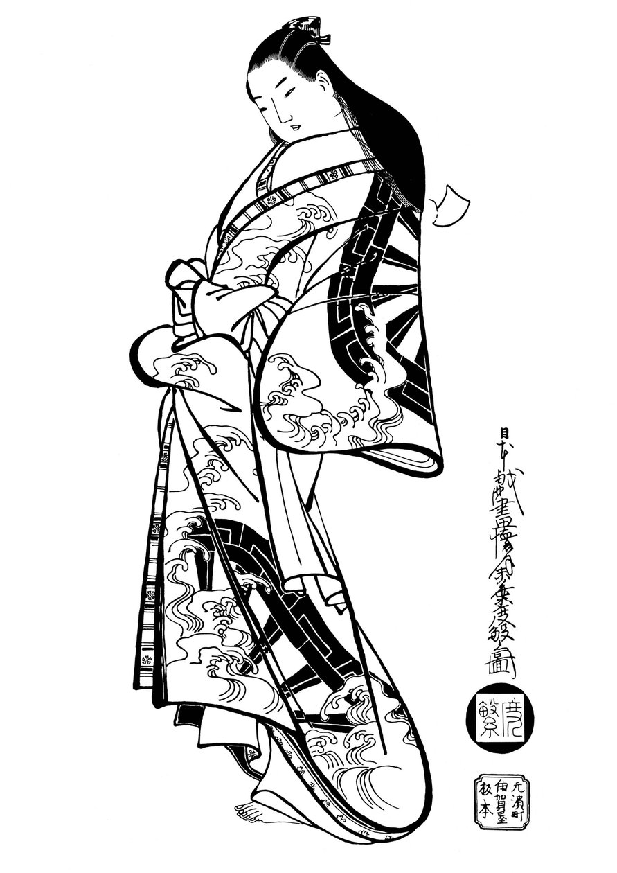 Een vrouw met haar haar los, 1700s door Ando Kaigetsudo