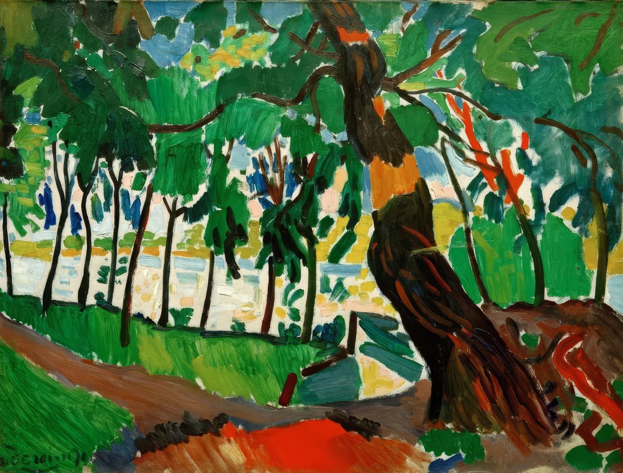 Boom, rivierlandschap door Andre Derain