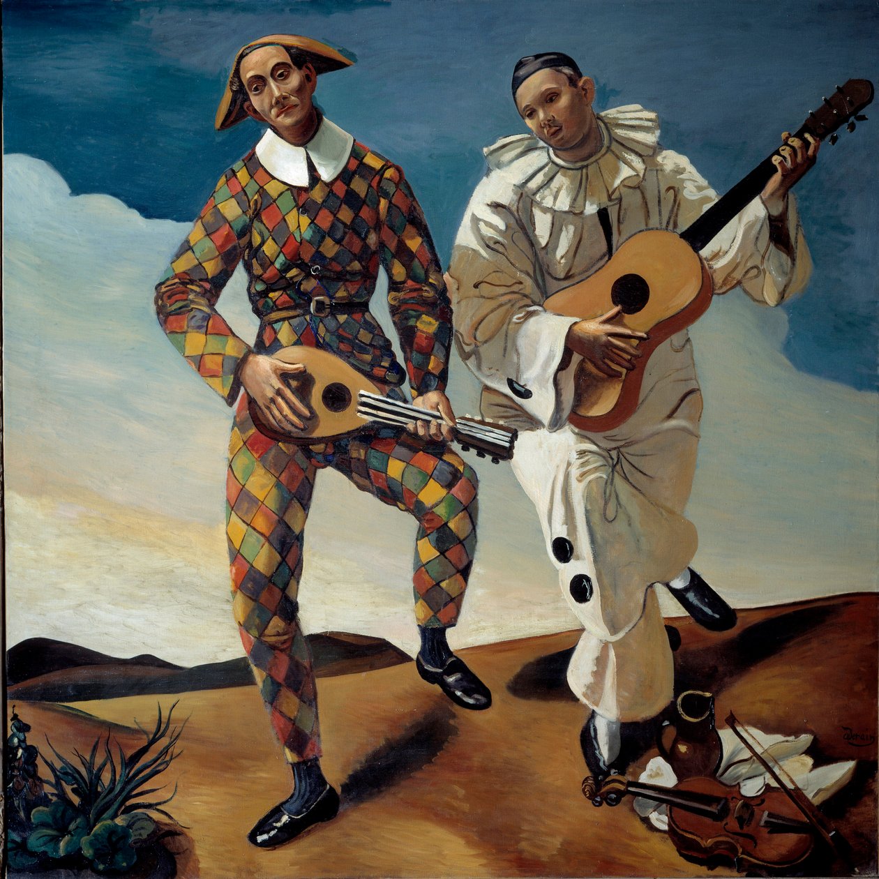Harlekijn en Pierrot door Andre Derain