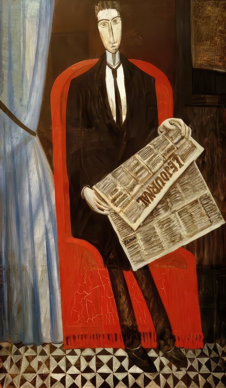 Portret van een onbekende in de krant door Andre Derain