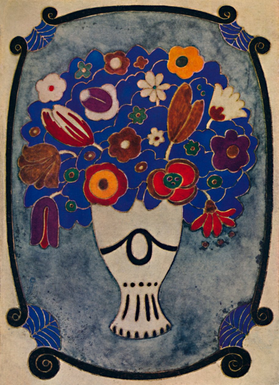 Boekbinden in perkament, bewerkt en gekleurd, 1914 door Andre Mare