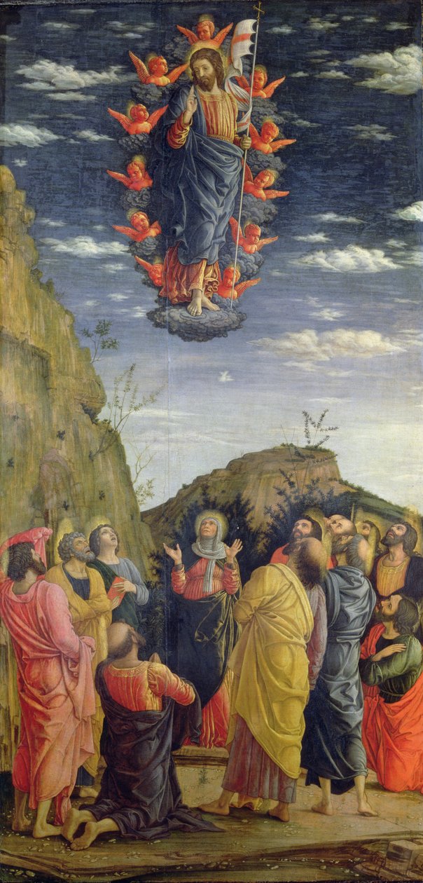 De Hemelvaart, linker paneel van het Altaarstuk, c.1466 (detail) door Andrea Mantegna