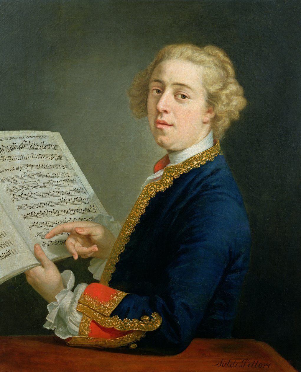 Portret van Francesco Geminiani (1687-1762), Italiaanse violist door Andrea Soldi