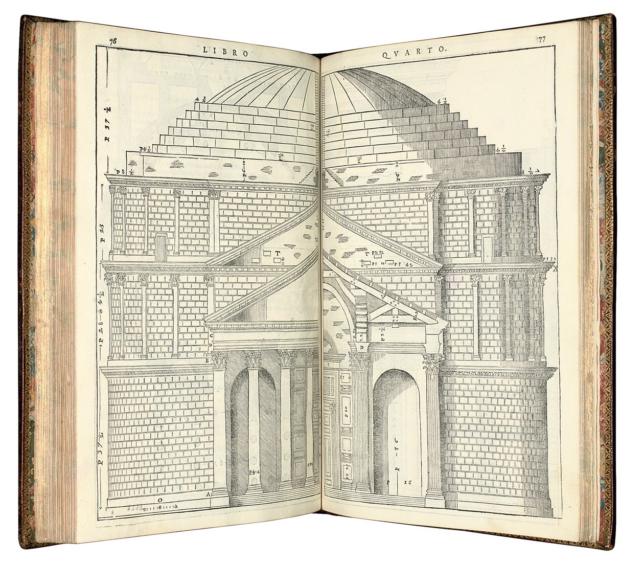 Twee uitzichten van het Pantheon, 1570 door Andrea Palladio