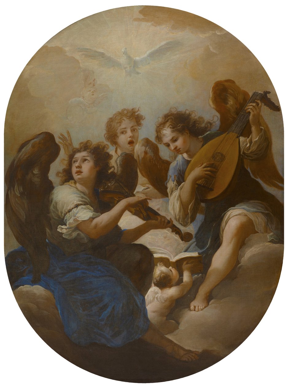 Drie Muziekmakende Engelen, voor 1720 door Andrea Procaccini