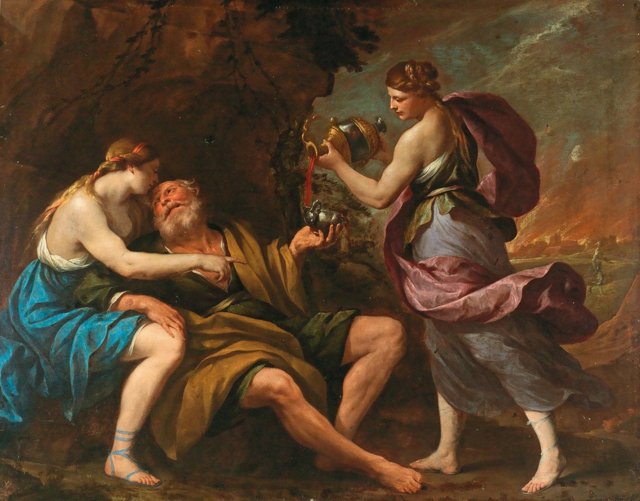 Lot en zijn dochters, 1650s door Andrea Vaccaro