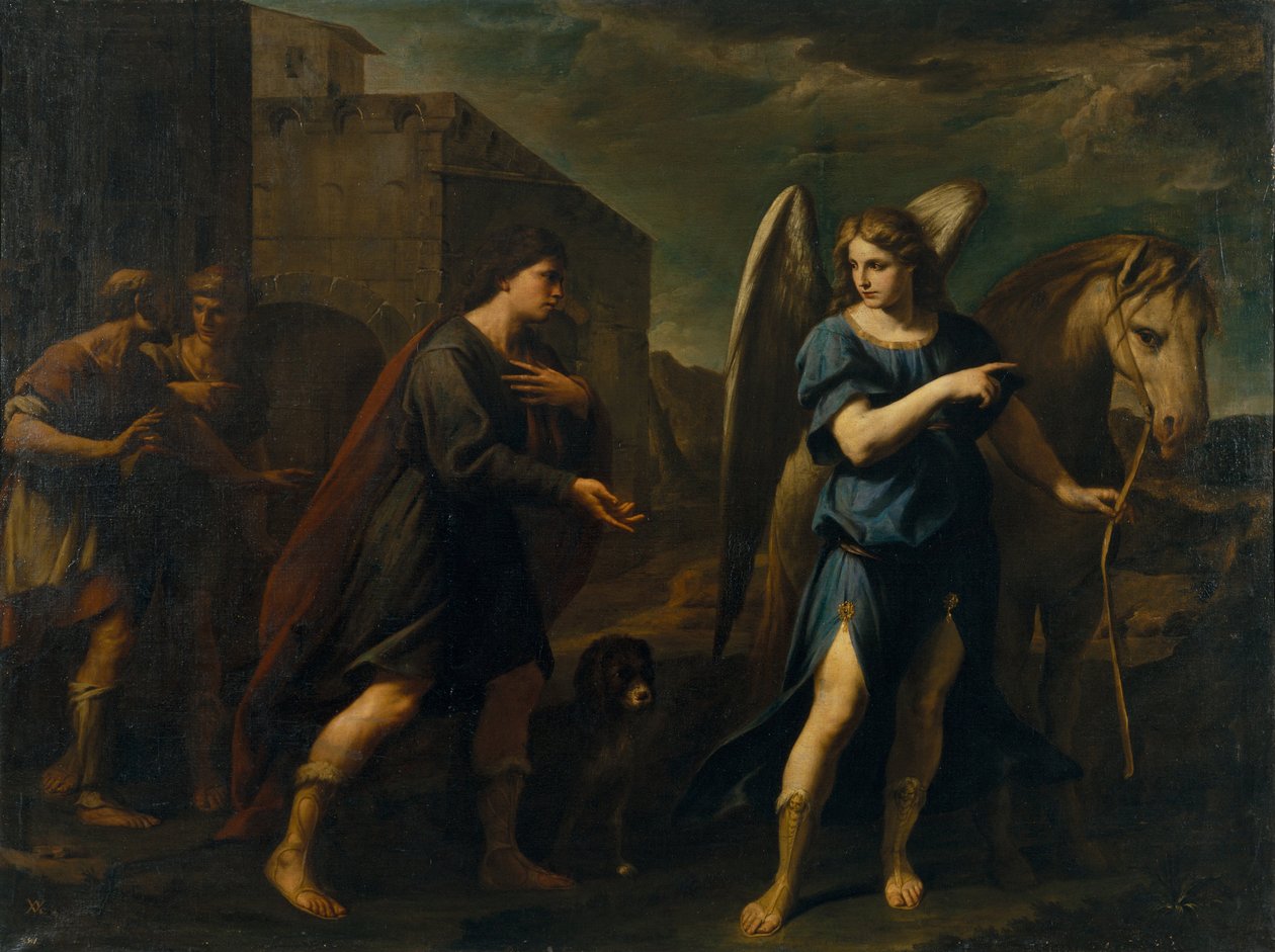 Tobias ontmoet de aartsengel Rafaël, ca. 1640 door Andrea Vaccaro