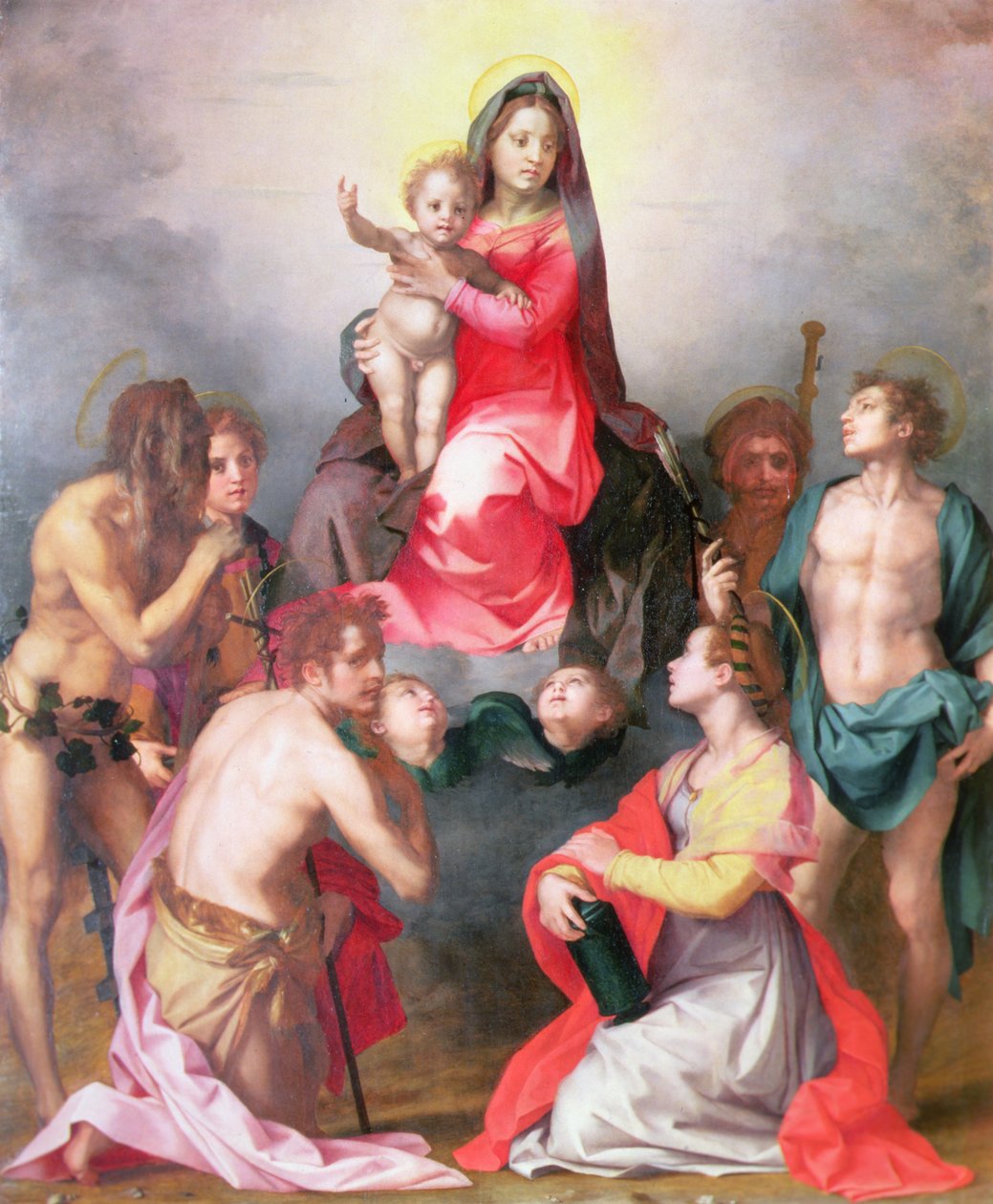 Madonna en Kind met Heiligen door Andrea del Sarto