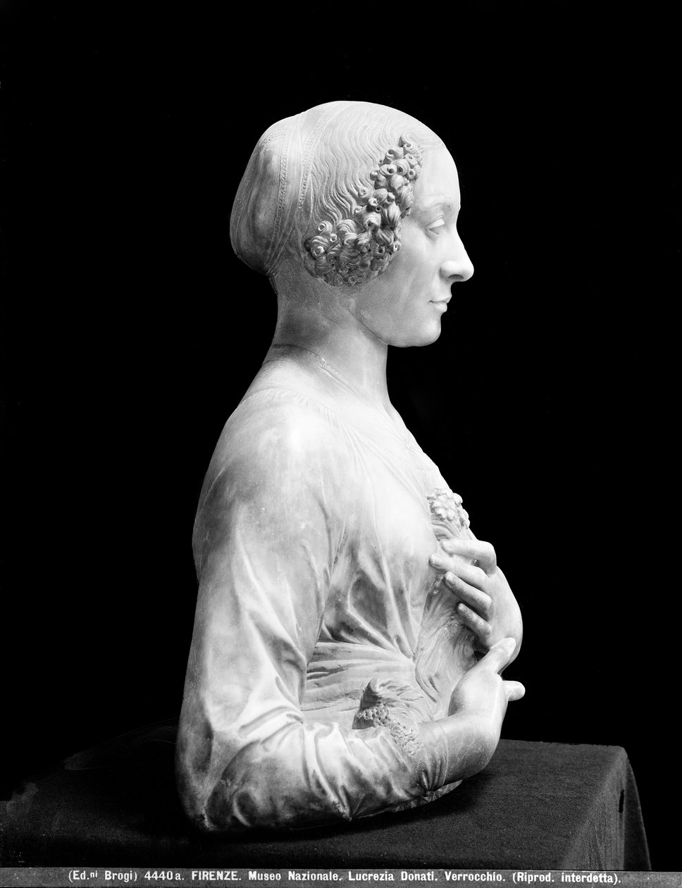 Dame met een boeket (marmer) door Andrea del Verrocchio