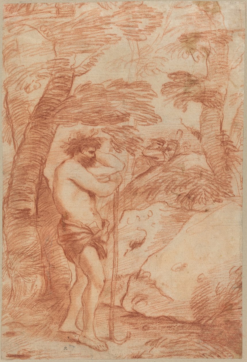 Staande herder in een landschap door Andrea di Leone