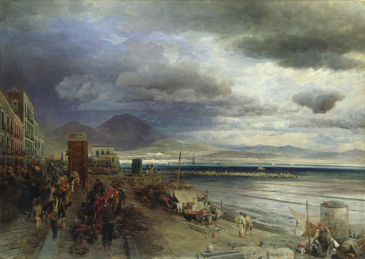 De kust van Napels, 1877 door Andreas Achenbach