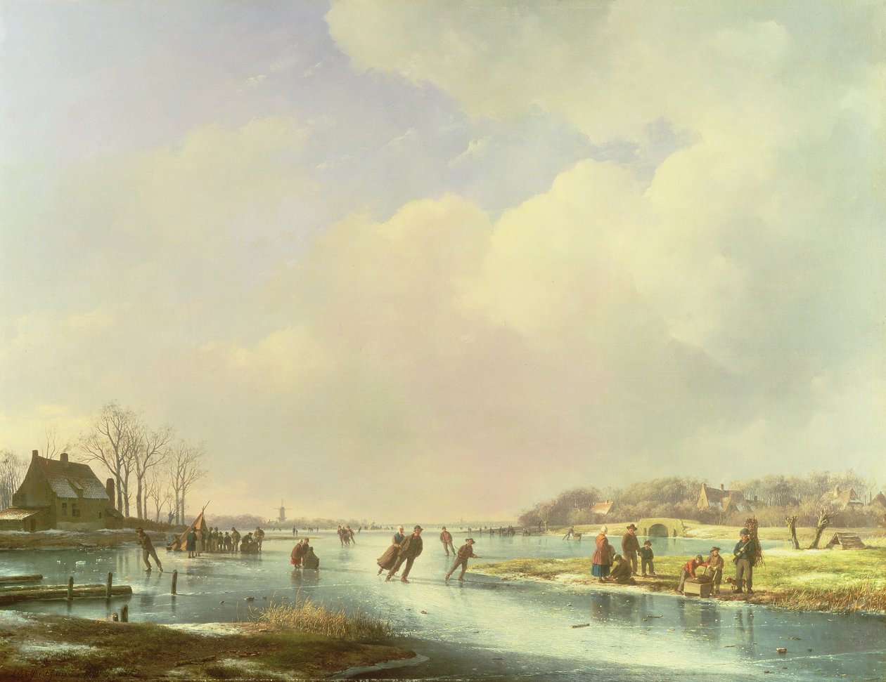 Winters tafereel door Andreas Schelfhout