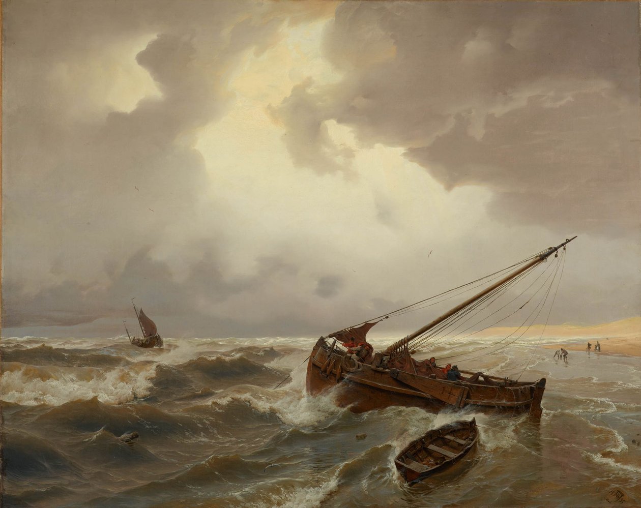 Het strand van Scheveningen door Andreas Achenbach