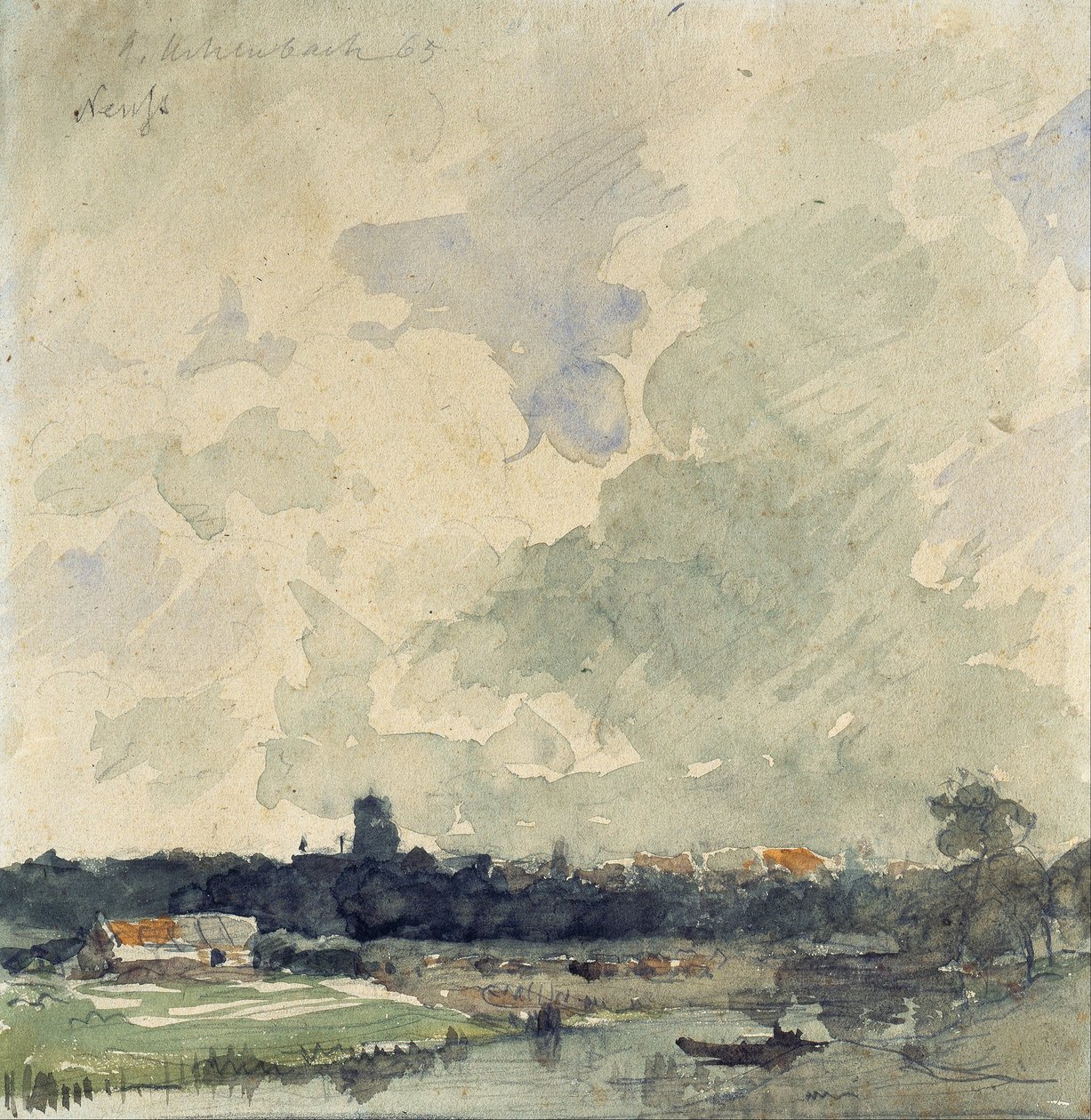 Uitzicht op Neuss door Andreas Achenbach