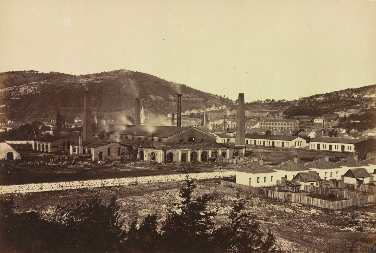 IJzerwerken in Reschitza, c. 1860 door Andreas Groll