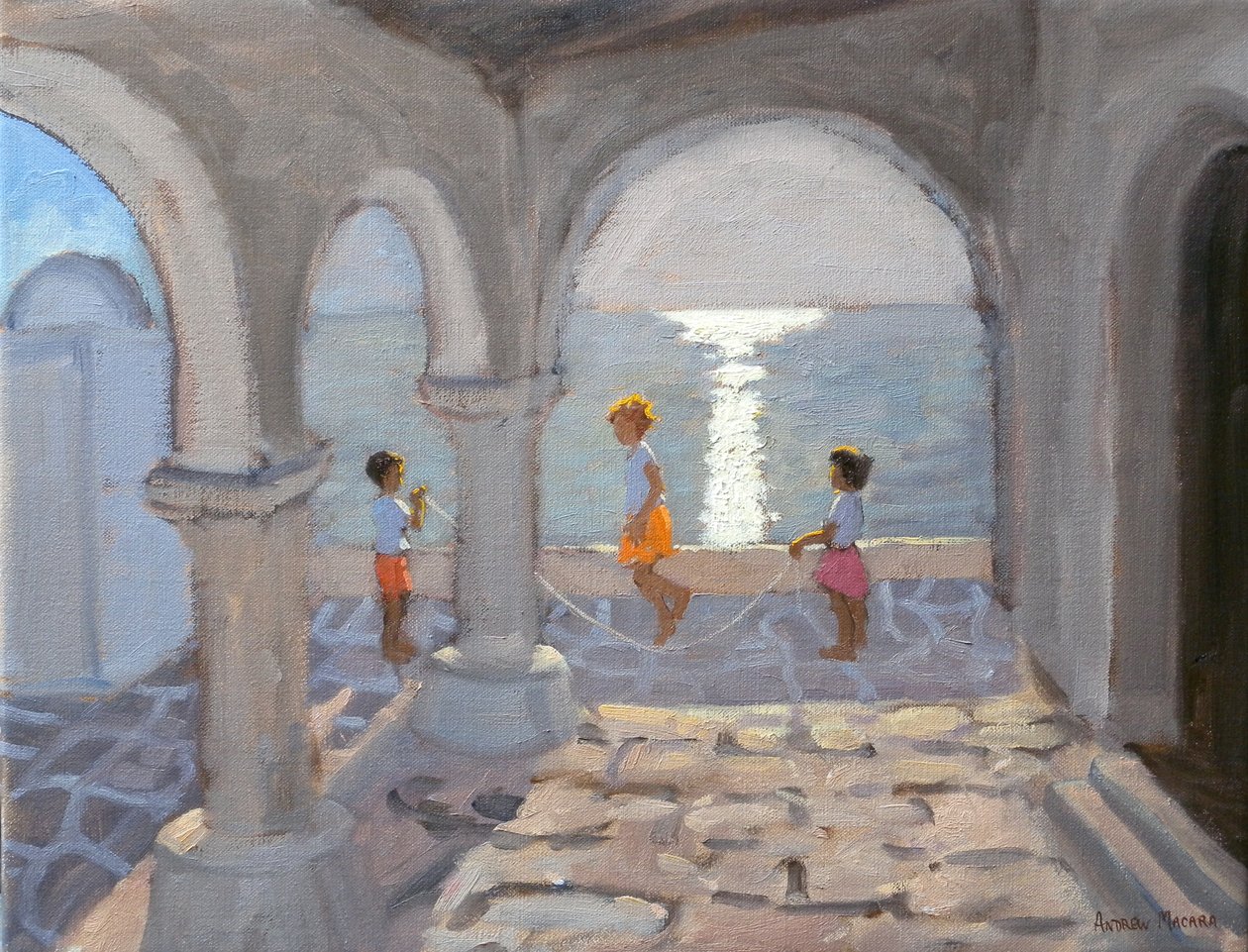 Kinderen aan het touwtjespringen, Griekse eilanden, 2008 door Andrew Macara