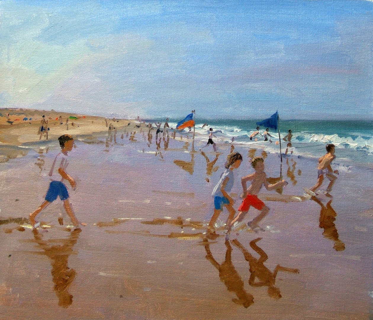 Vlaggen en reflecties, Montalivet door Andrew Macara