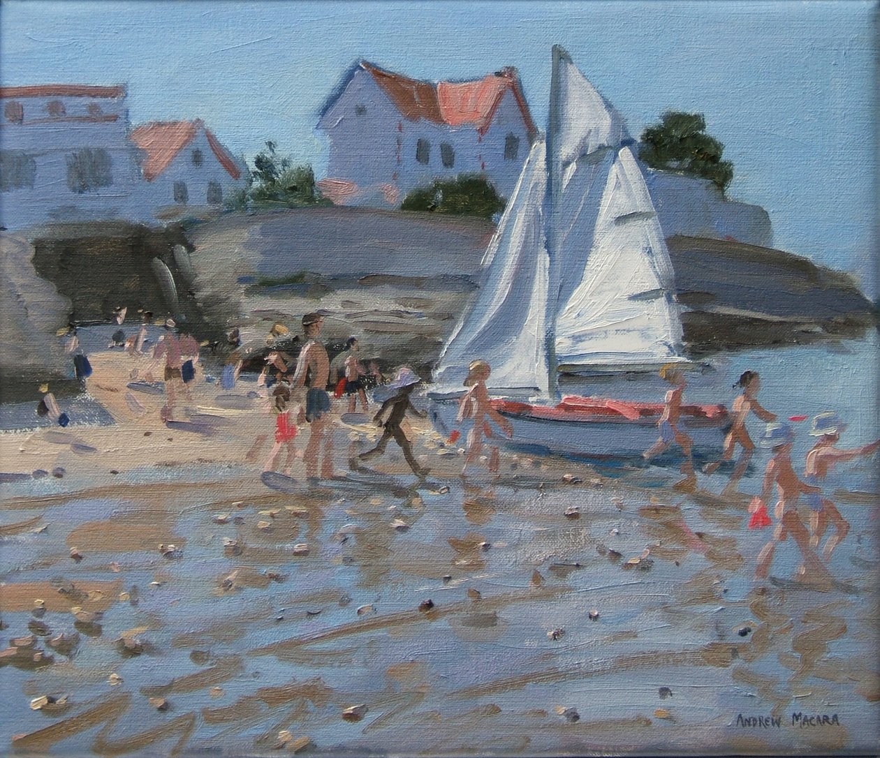 Witte zeilboot, Palais sur Mer, Frankrijk door Andrew Macara