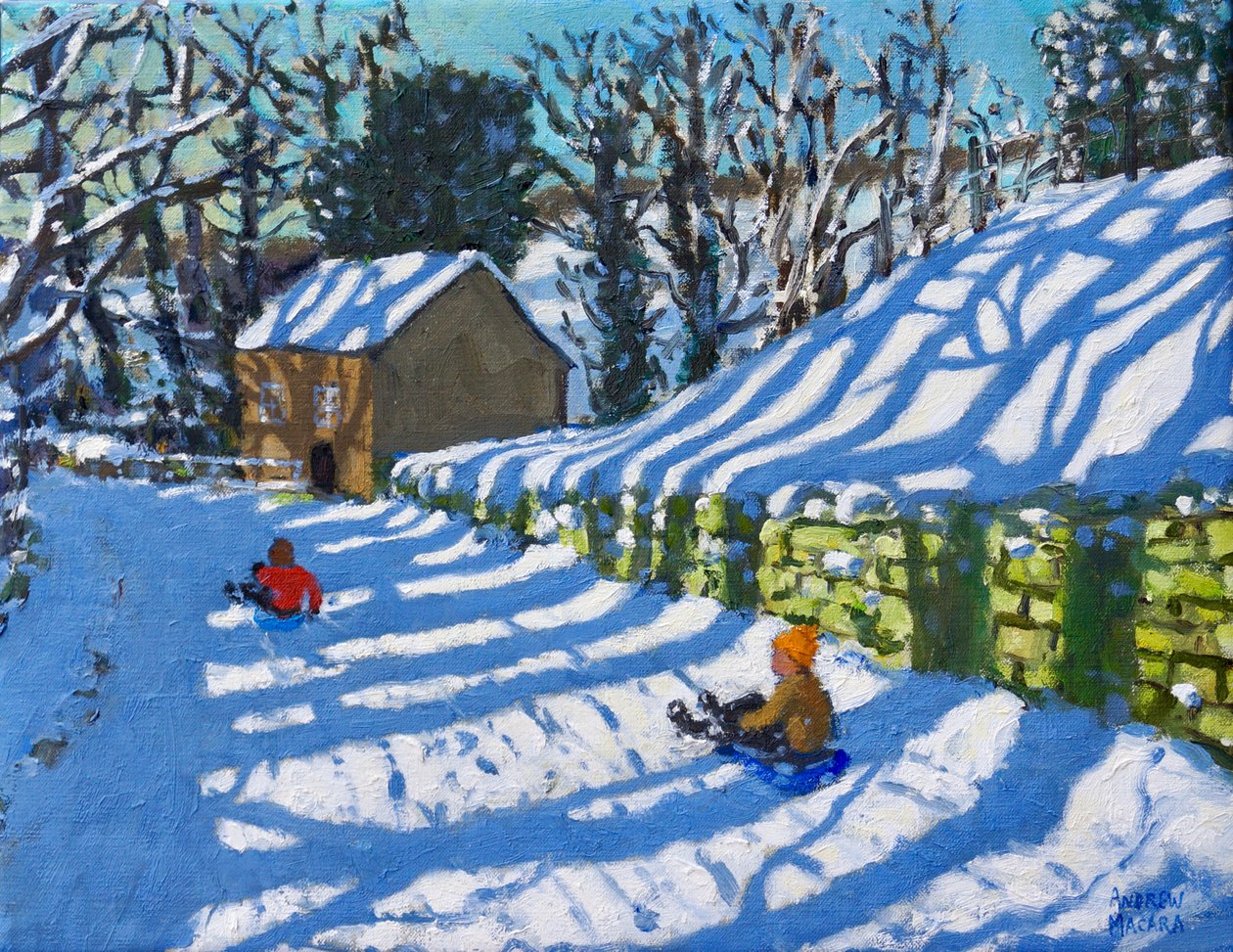 Sleetje rijden, Upper Hulme, Leek, 2020 door Andrew Macara