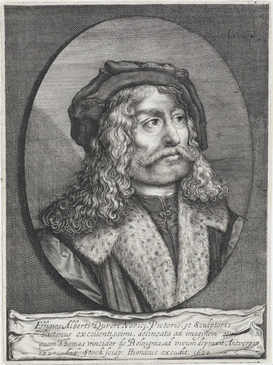 Portret van Albrecht Dürer door Andries Jacobsz. Stock