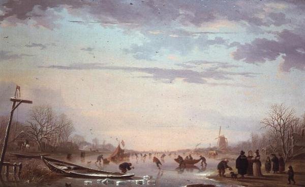 Winter schaatsscene door Andries Vermeulen